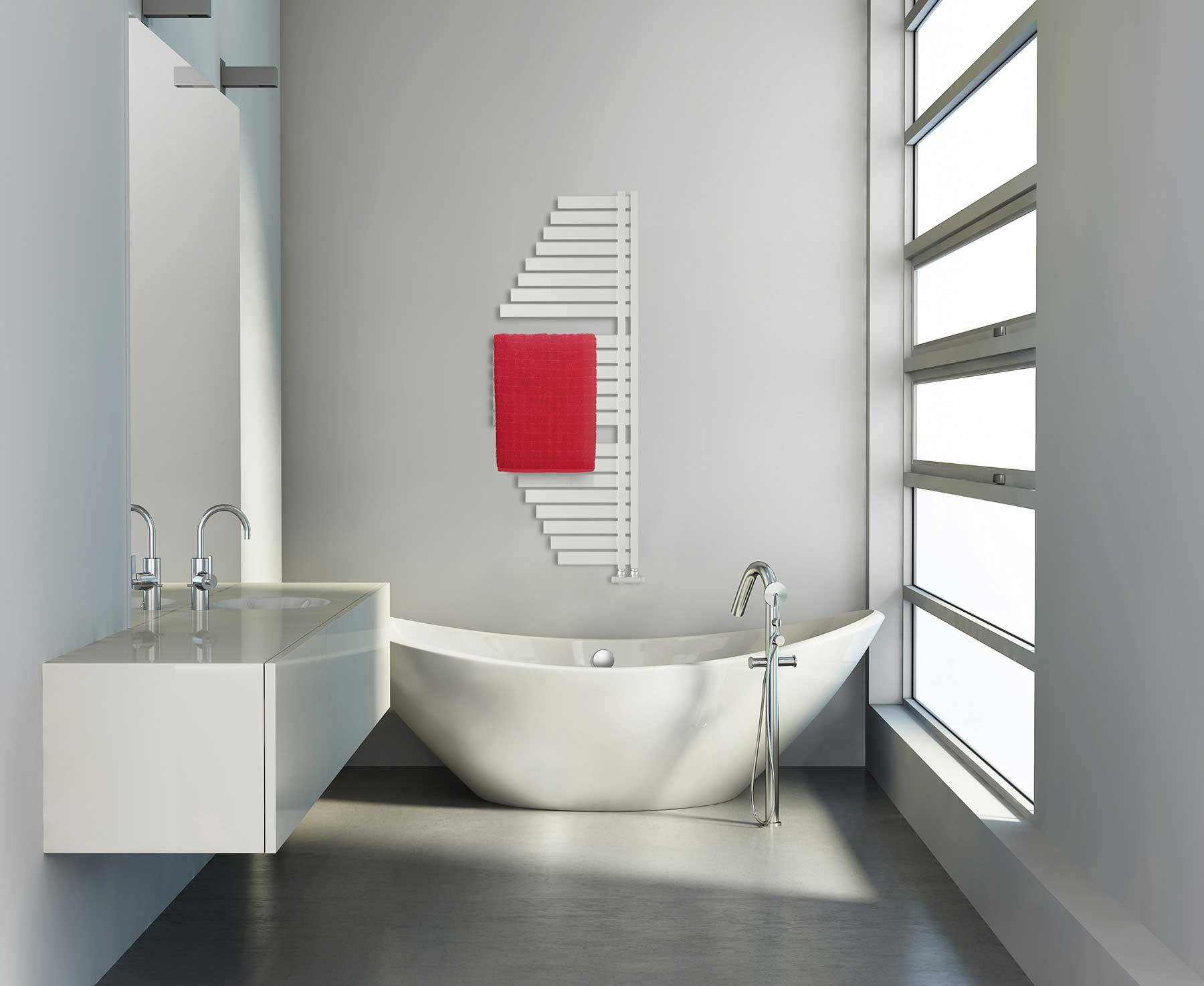 Heated towel rail lazzarini Spinnaker white ambient bath