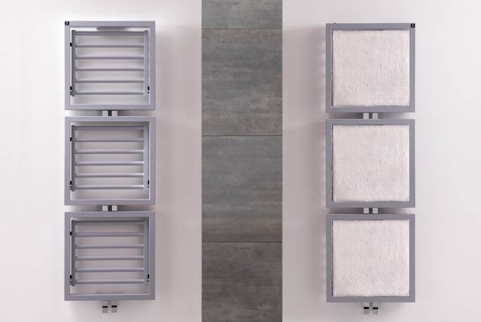 heated Towel rail DELTACALOR TRIS opened and closed