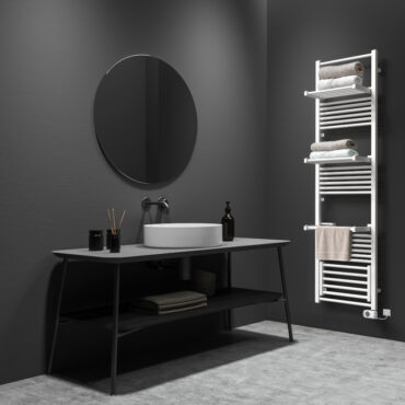 elektrischer Röhren-Handtuchwärmer weiß mit Thermostat Stendy Short Deltacalor