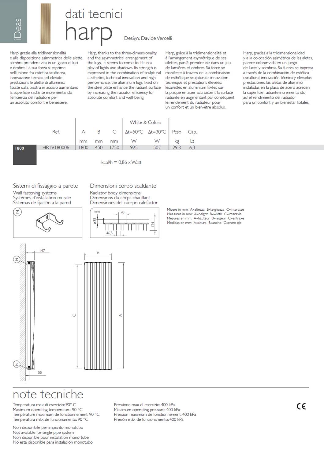 scheda_tecnica_termoarredo_harp_by_ideas_deltacalor