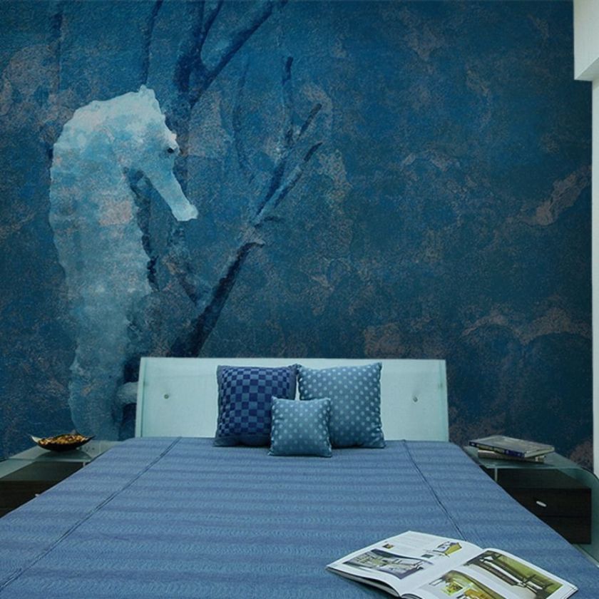 blaue Schlafzimmer-Tapete