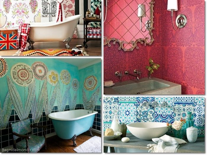arredamento bagno stile bohemien colorato e creativo