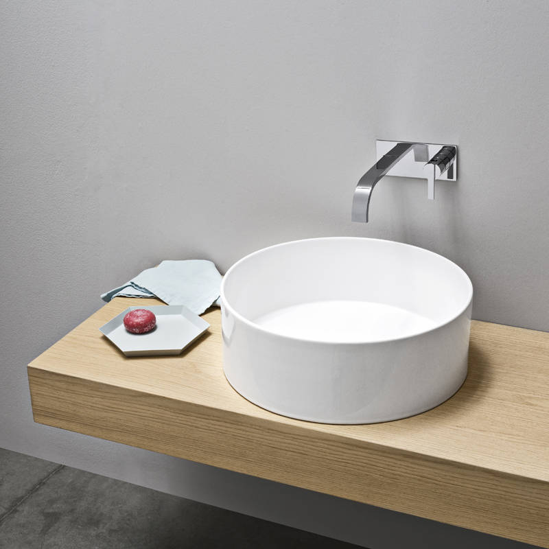 lavabo da appoggio ceramica bianco nic design ovvio tondo