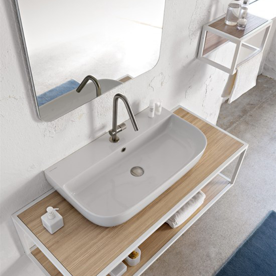 lay-on or wall mounted washbasin ceramic white glam s 75x42 glam s scarabeo