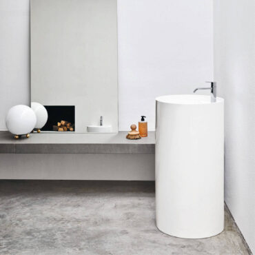 lavabo freestanding ceramica con foro per rubinetto ovvio nic design