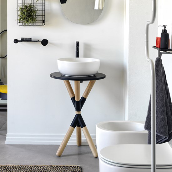 meuble de salle de bain en céramique lavabo blanc scarabeo cross
