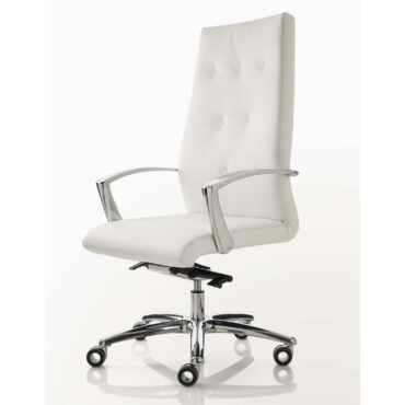 chaise de bureau cuir blanc luxy one