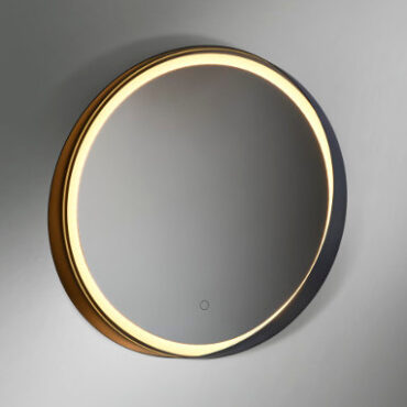 bathroom mirror illuminated led black border alicante round vanità e casa