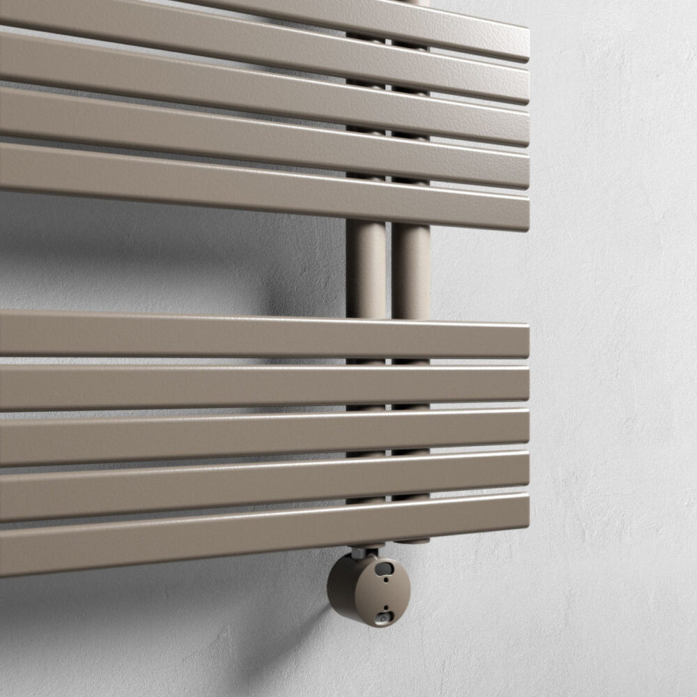 white colored towel warmer detail peacock 35 flat electric caleido