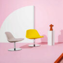 seduta llounge colorata con base tonda luxy
