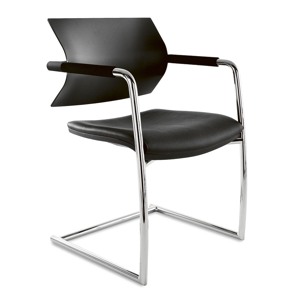operative seats luxy aire jr series ergonomic fixed office leather sled black base black backrest