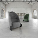 fauteuil acoustique coloré avec biga à dossier haut avec roues luxy
