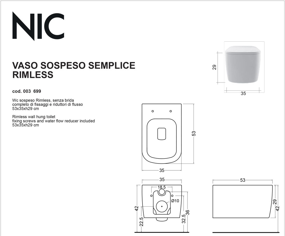 Vaso Sospeso Pin Rimless Nic Design - CasaOmnia