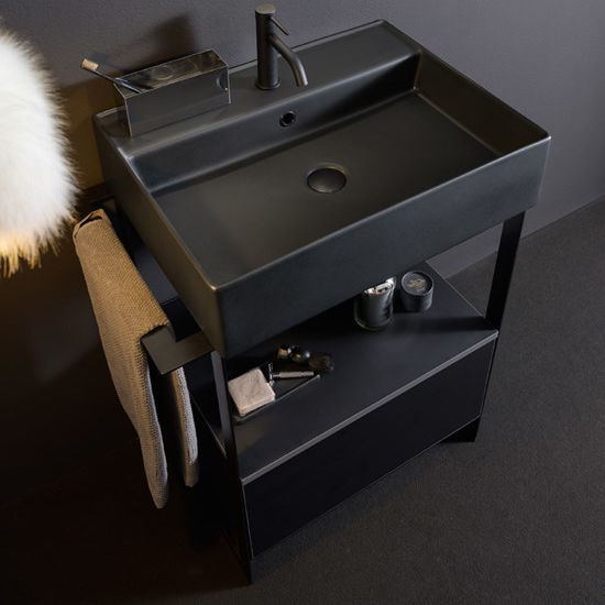bathroom console metal washbasin teorema 60 sink black solid 22 scarab