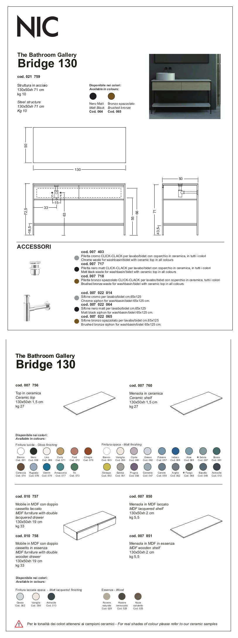 bridge nic design bathroom cabinet data sheet