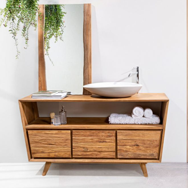 bathroom console table natural teak wood padat 150 cipi