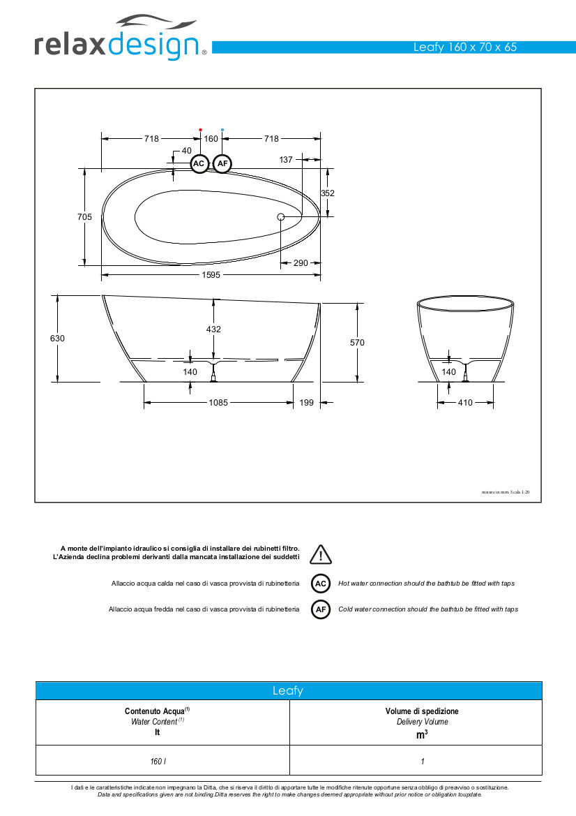 leafy relax design bathtub data sheet