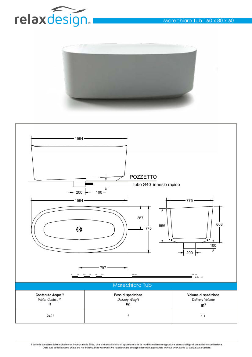 data sheet marechiaro relax design freestanding bathtub