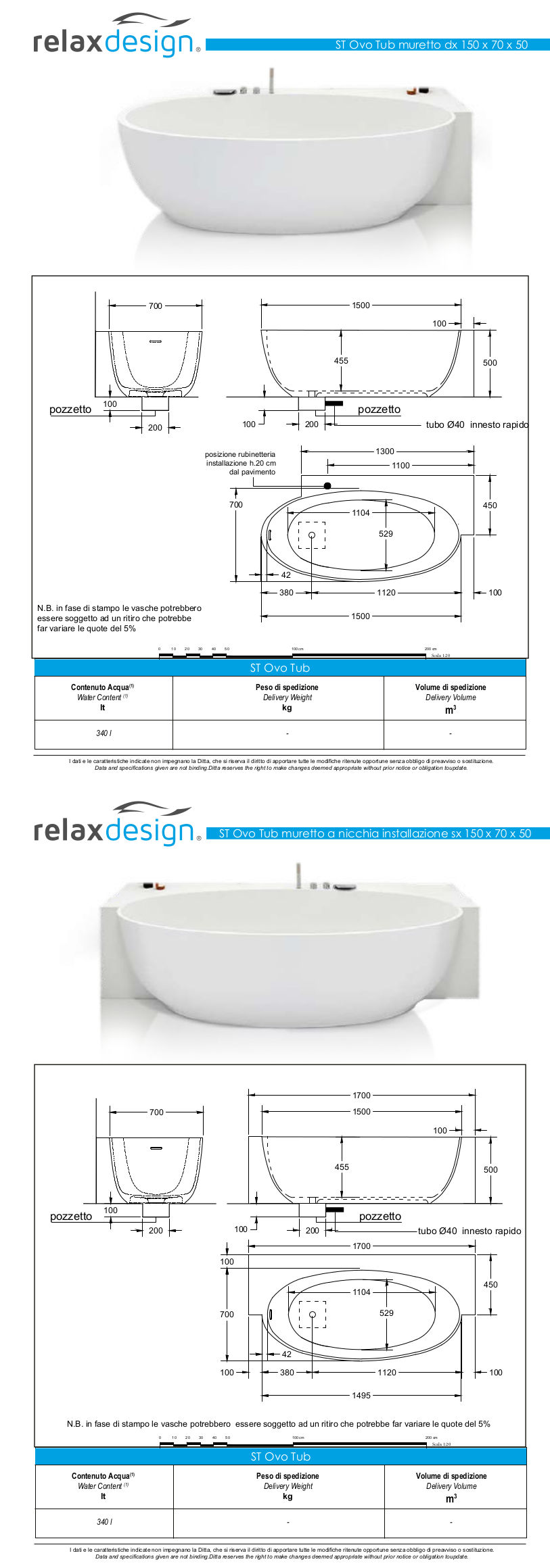 scheda tecnica vasca da bagno ovo tub relax design