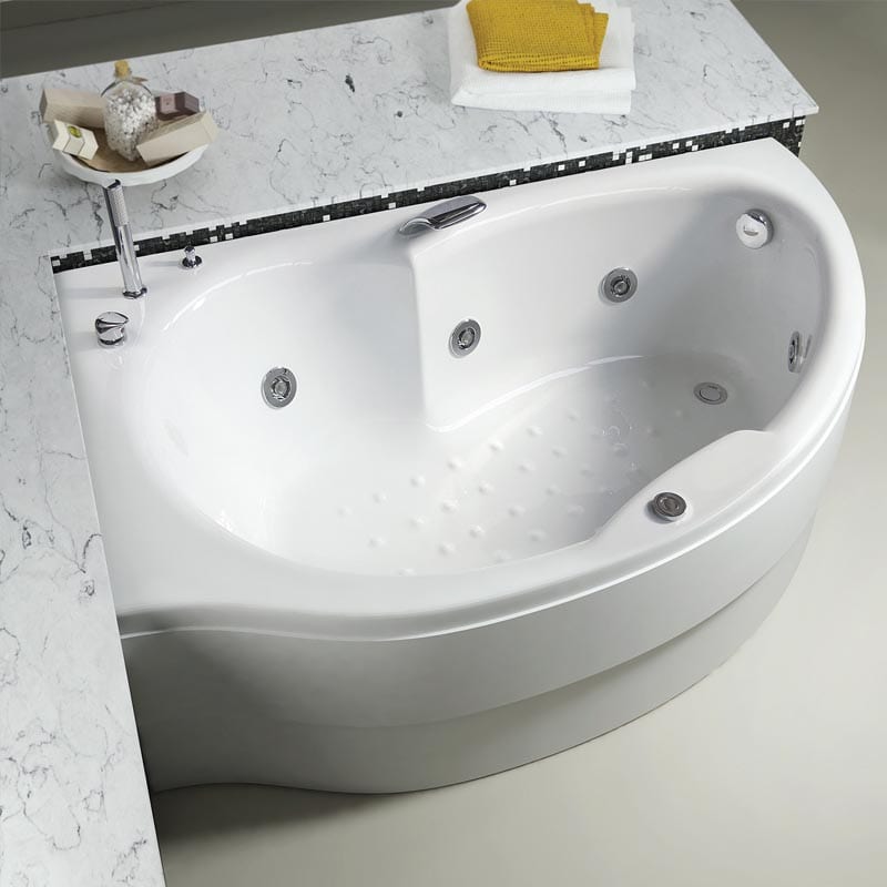 baignoire d'angle asymétrique en acrylique avec hydromassage simy relax design