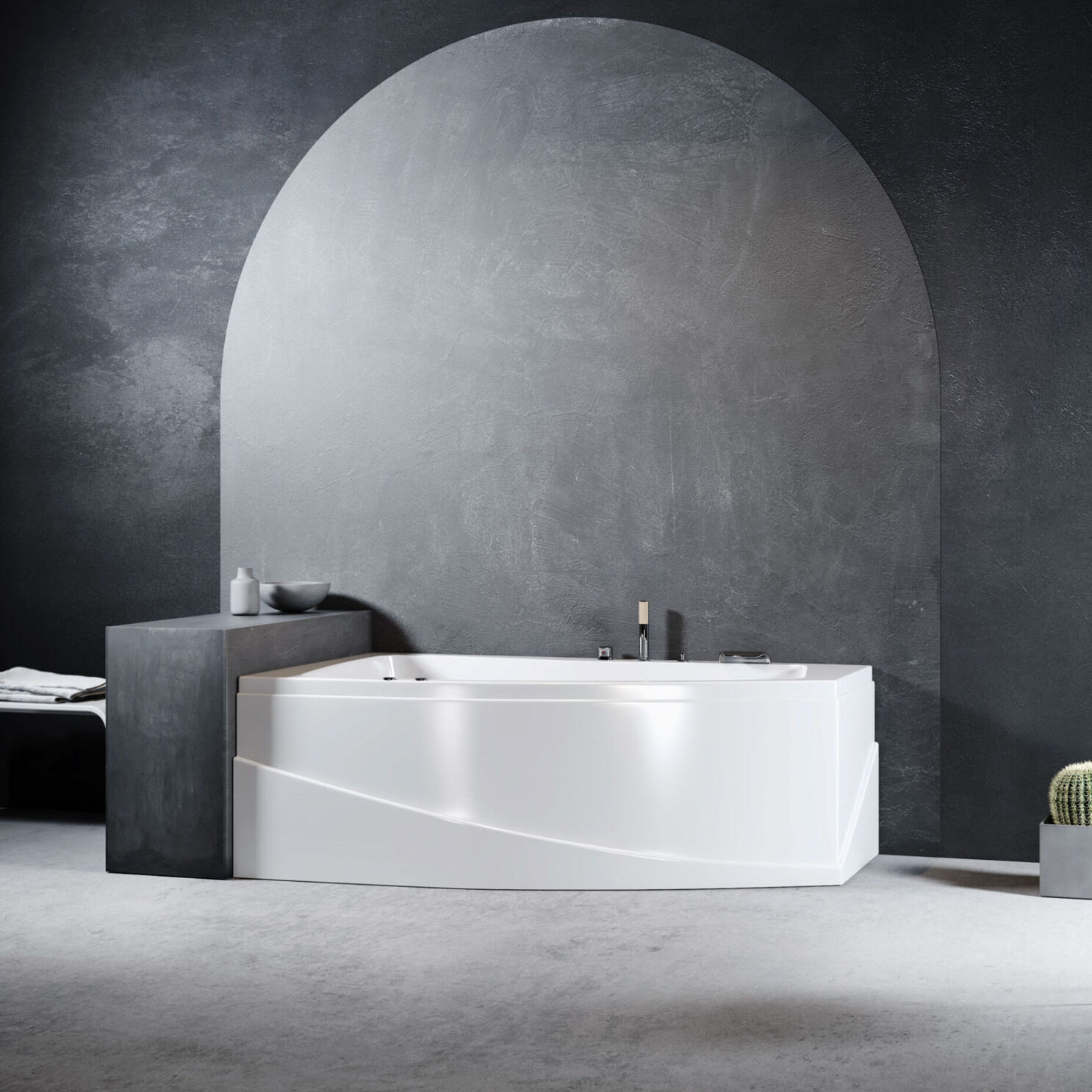 asymmetrical acrylic corner bathtub greta relax design