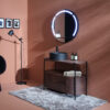 specchio da bagno illuminato led mensola design oceano round vnità & casa