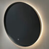 specchio da bagno retroilluminato led cornice nera dettaglio spectral al round vanità & casa