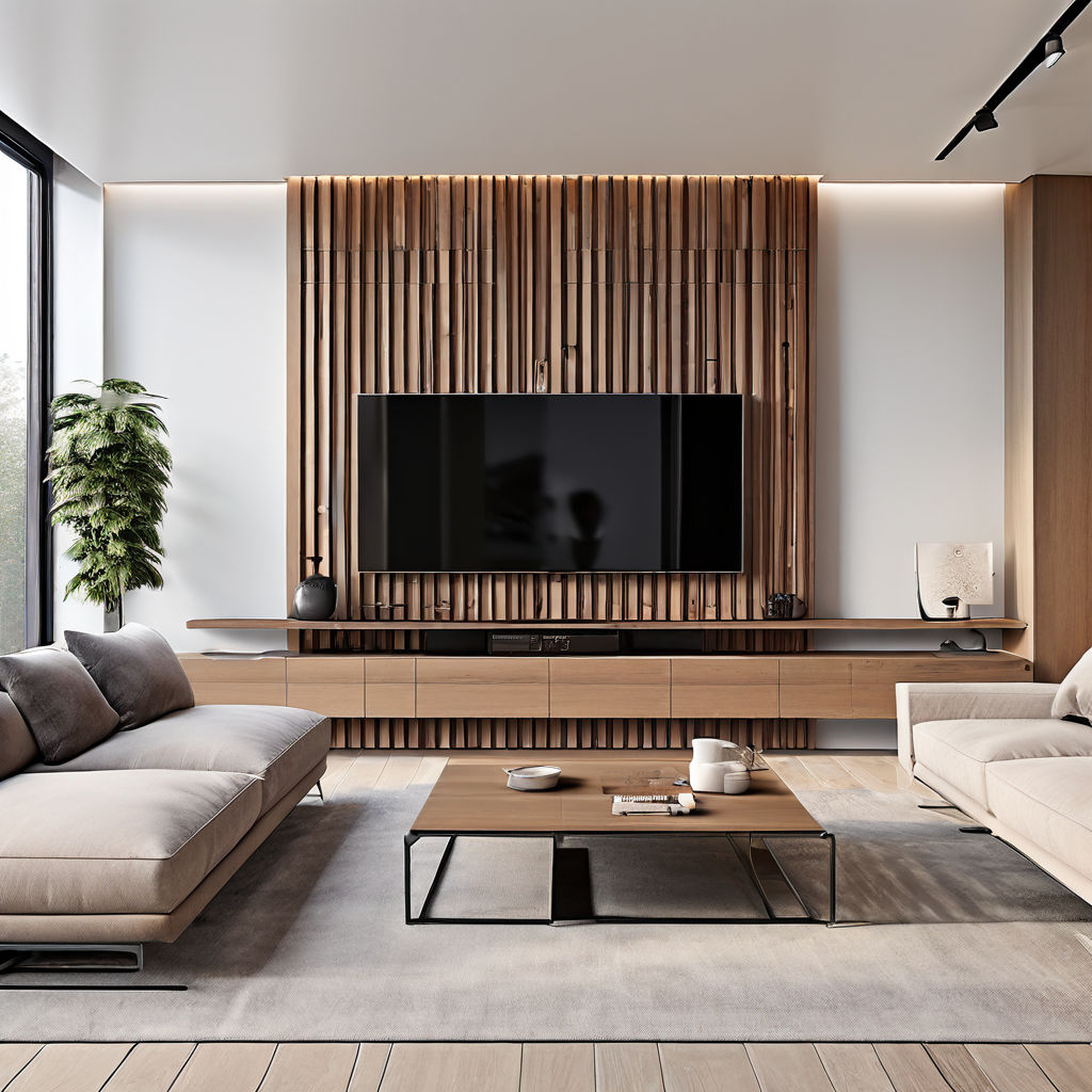 Mur-TV-salon-tableaux muraux-bois