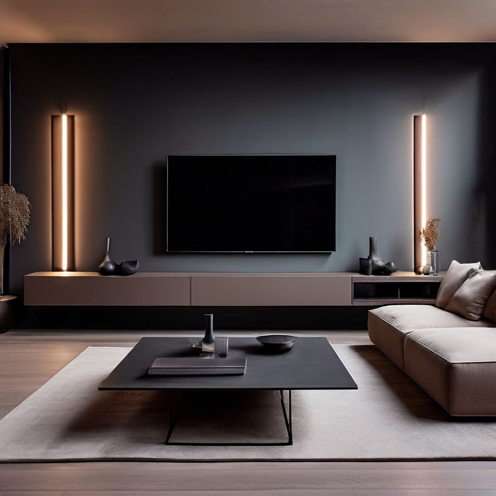 Mur-télévision-style de vie-minimale