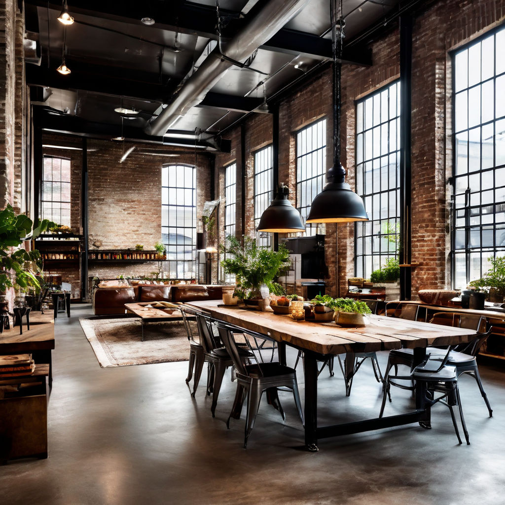 Industrial-style-dining-area-with-living