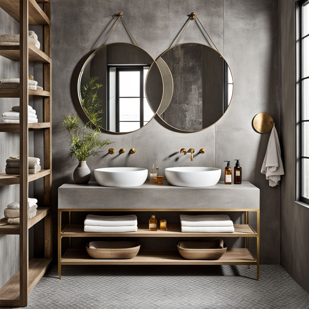 Bagno-effetto-cemento-piccolo-doppio-specchio