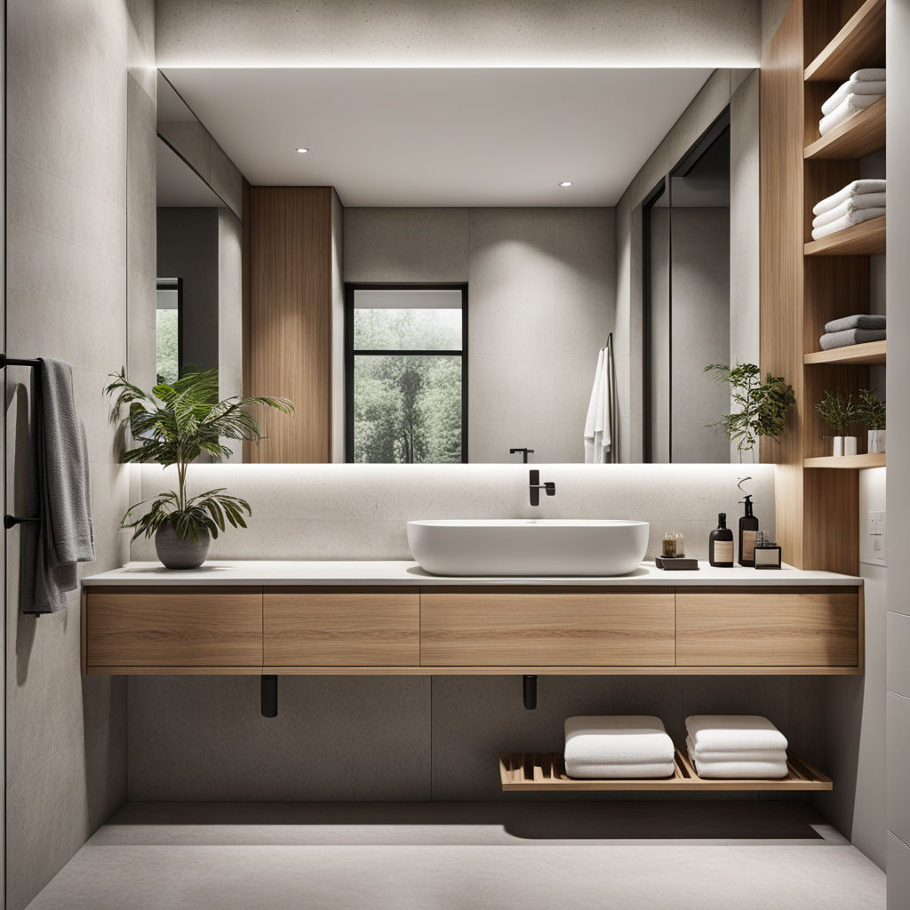 Bagno Minimalista Mobile e specchio