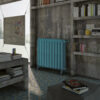 termoarredo living ghisa colorato blu retrò tiffany scirocco