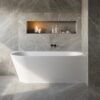 vasca da bagno a parete mineralite bianca design moderno dettaglio malibu glass