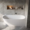 vasca da bagno a parete mineralite bianca design moderno malibu glass