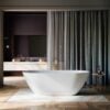 badewanne design modern freestanding mineralit Weiß plum glass
