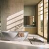 vasca da bagno freestanding bianca mineralite design moderno chloe glass