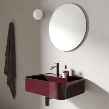 lavabo da appoggio o sospeso in ceramica trama nic design