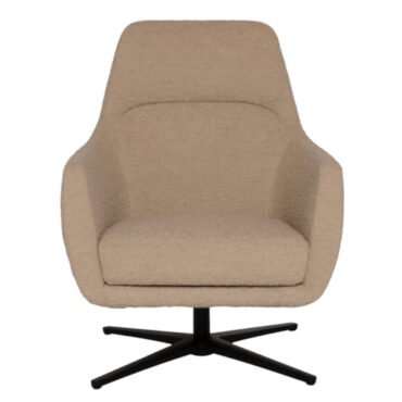 poltroncina lounge alta con base nera 4 razze imbottita sea shell luxy