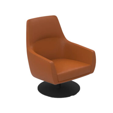 poltroncina lounge alta con base tonda in metallo imbottita colorata sea shell luxy