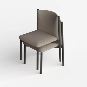 chaise en bois sans accoudoirs avec structure noire tapissée et luxueuse