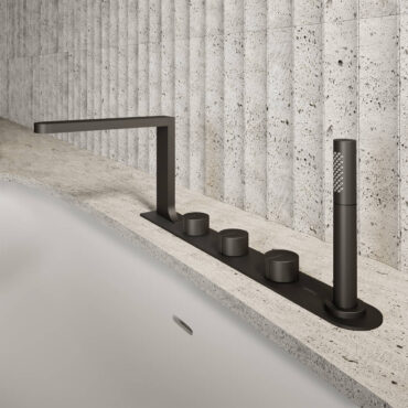 miscelatore bordo vasca 5 fori gun metal qtime carimali