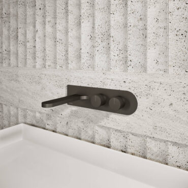 wall-mounted basin mixer on plate chrono black qtime carimali