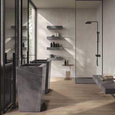 casalgrande padana fluid glossy graphite freestanding stoneware washbasin