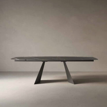 table de séjour plateau en grès cérame structure en acier endless plus casalgrande padana