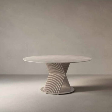 tavolo tondo gres metallo verniciato bianco equal casalgrande padana