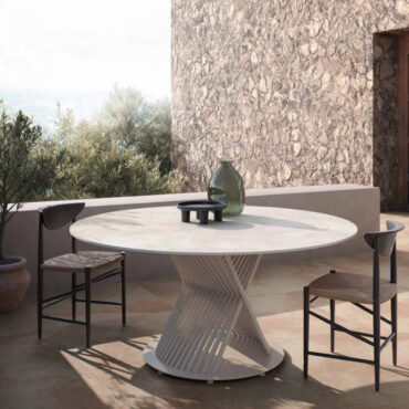 table round gres sand metal painted white equal casalgrande padana round table
