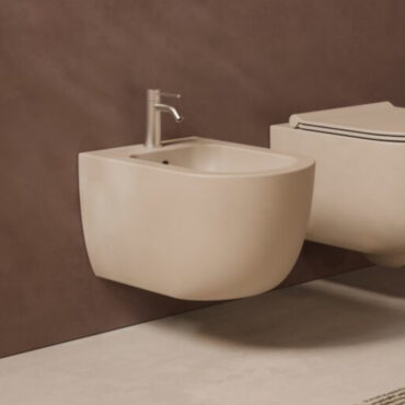 bidet suspendu en céramique de couleur sable unica 50 alice ceramica