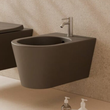 coffee-colored ceramic wall-mounted bidet hide round alice ceramica