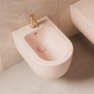 matt pink ceramic wall-mounted bidet unica 52 alice ceramics